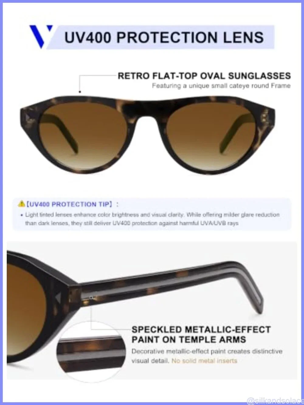 Retro Oval Cateye Sunglasses UV400 Protection Small Full Frame